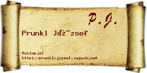 Prunkl József névjegykártya